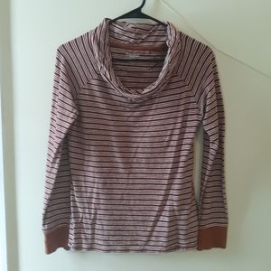 Toad & Co cowl neck raglan stripe shirt